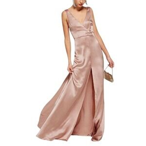 Reformation Eliana Silk Maxi Dress Open Back Formal Wedding Guest Gala Size 2